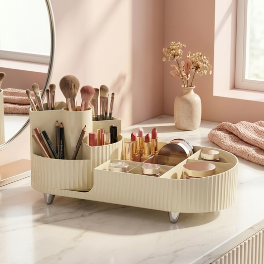 Romy Vanity Organizer on a vanity top (makeup not included)
