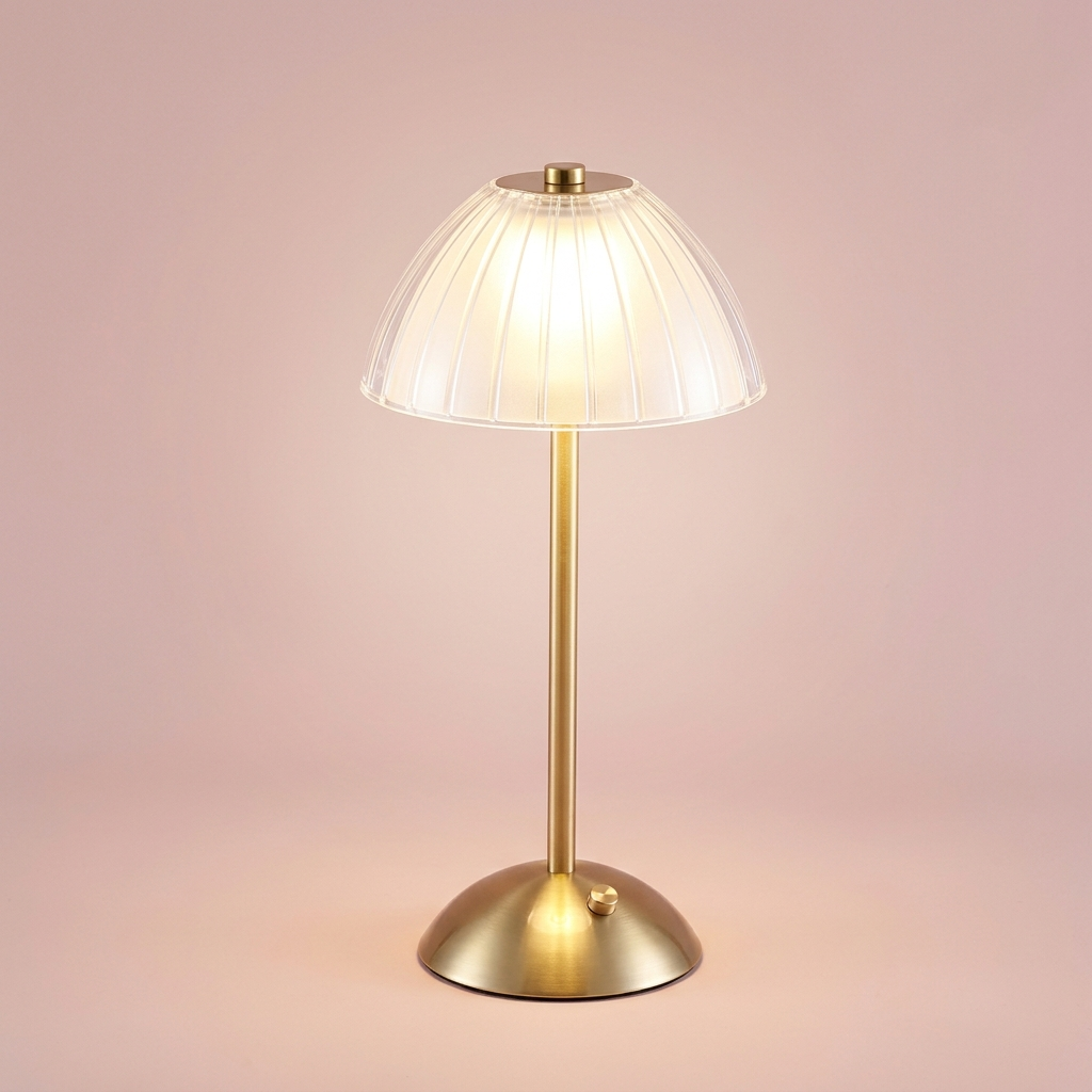 Adele Crystal Lamp, ribbed half-dome