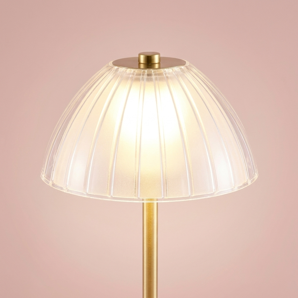 Adele Crystal Lamp, ribbed shade detail