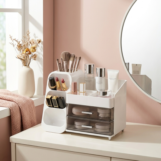Annika Vanity Organizer on a vanity top (makeup not included)