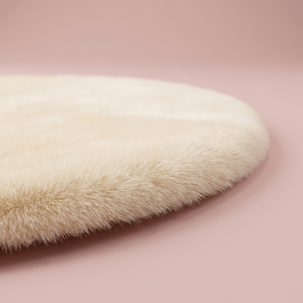 Bunny Round Rug, faux rabbit fur pile detail