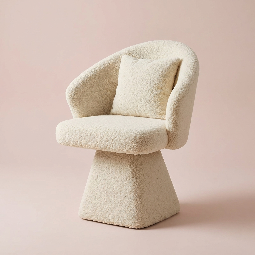 Cirque Vanity Chair, Ivory Bouclé