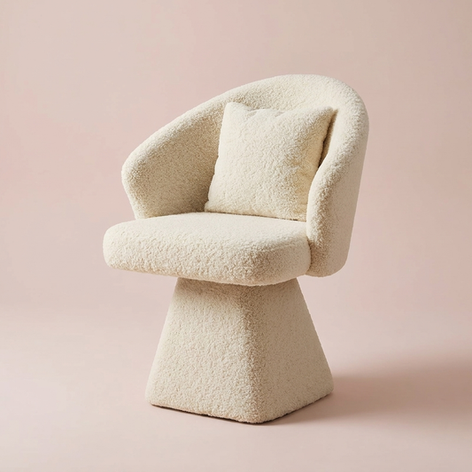 Cirque Vanity Chair, Ivory Bouclé