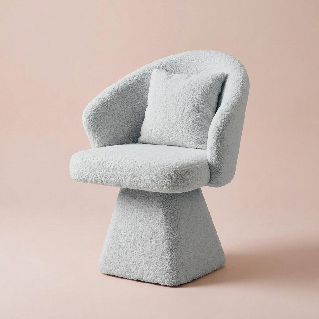 Cirque Vanity Chair, Dove Grey Bouclé