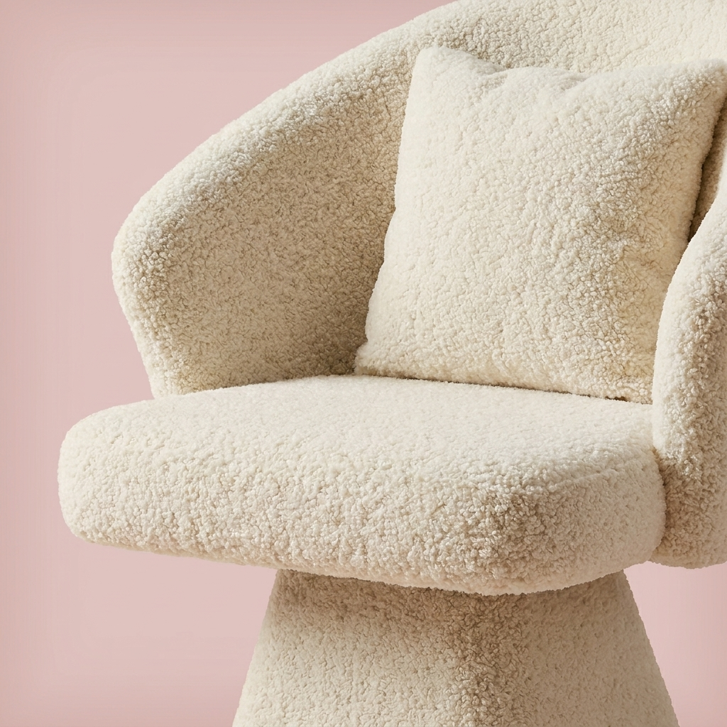Cirque Vanity Chair, the back pillow tucked into the shell
