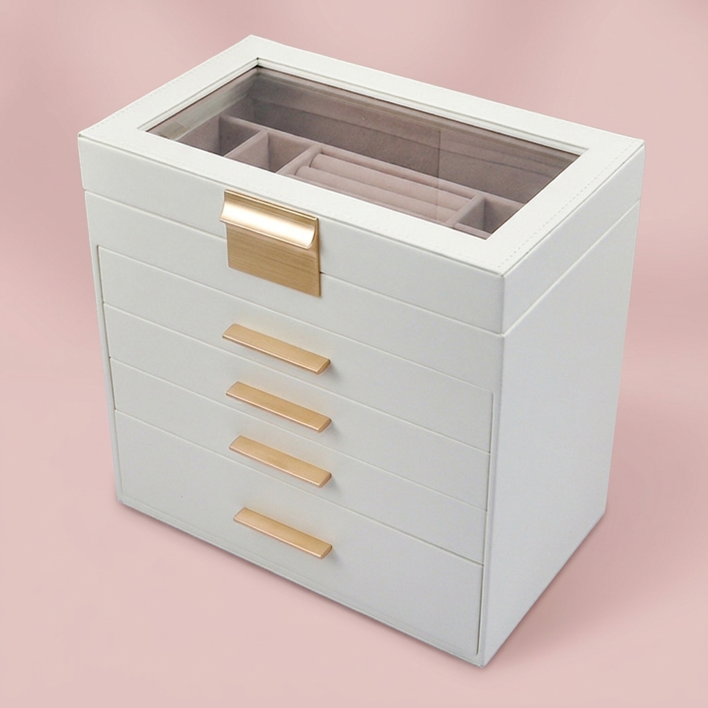 Colette Jewelry Box, 5 layers, white