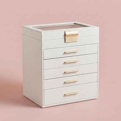 Colette Jewelry Box, 6 layers, white