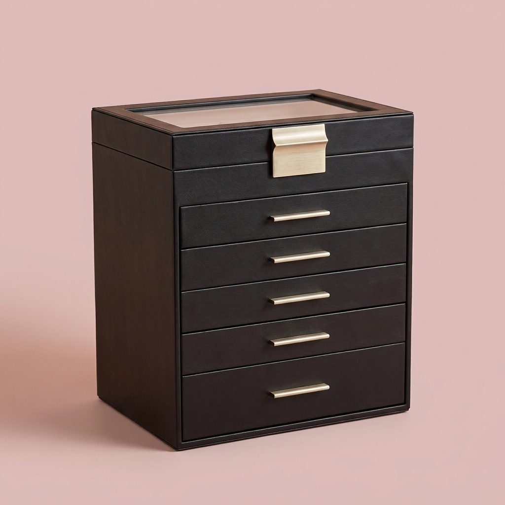 Colette Jewelry Box, 6 layers, black