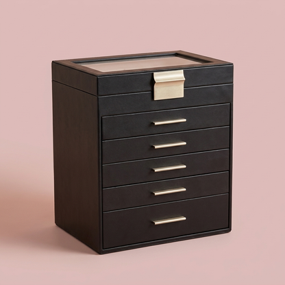 Colette Jewelry Box, 6 layers, black