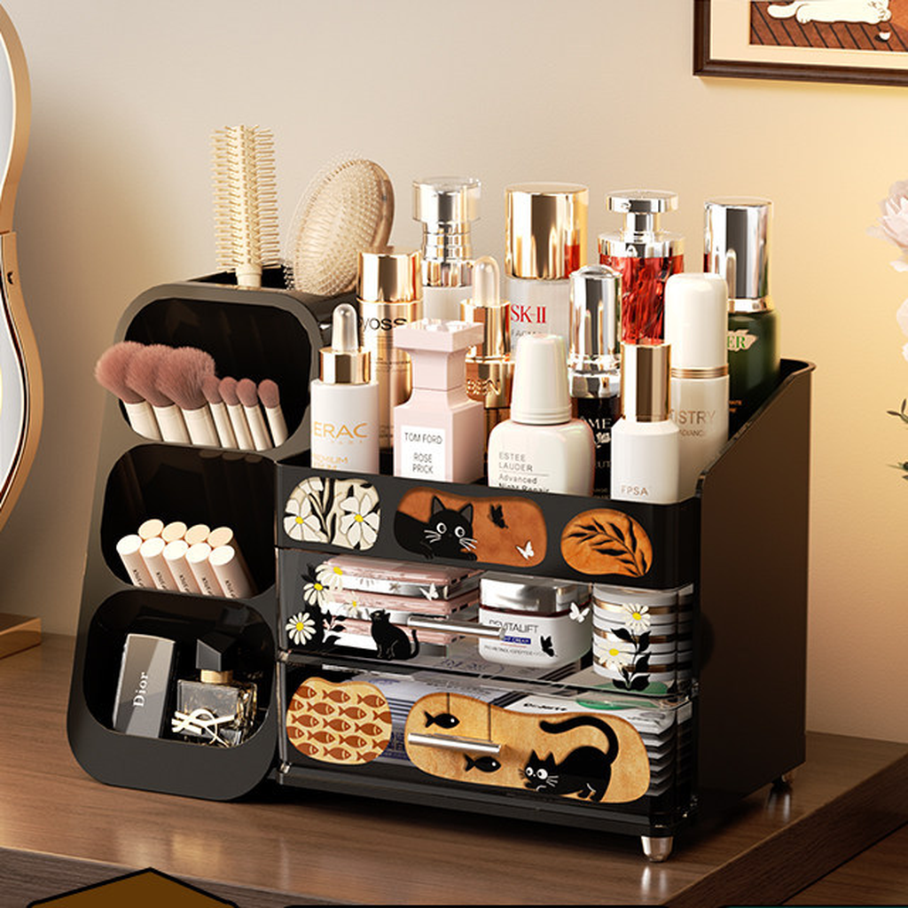 Delphine Vanity Organizer, playful cat
