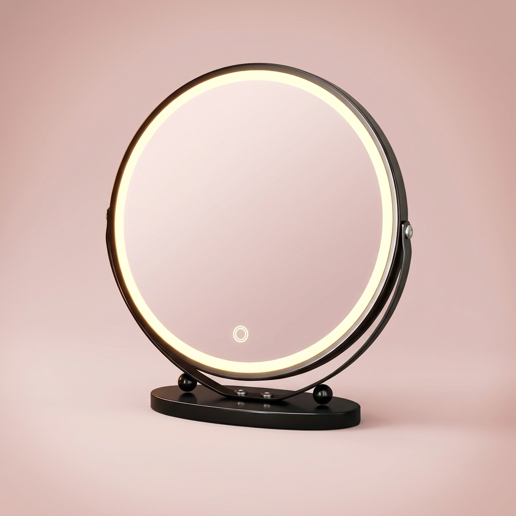 Greta Round Mirror, classic black