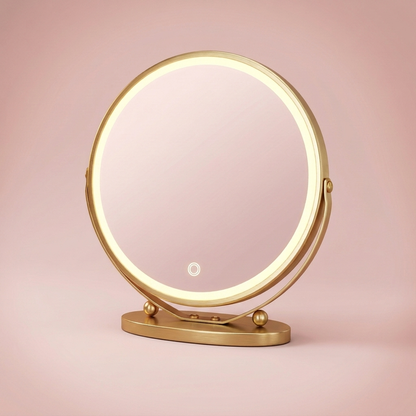 Greta Round Mirror, luxe gold