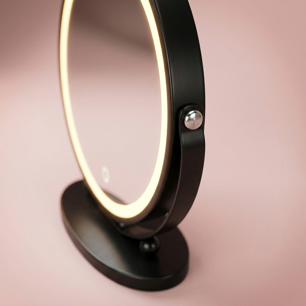 Greta Round Mirror, pivot cradle detail