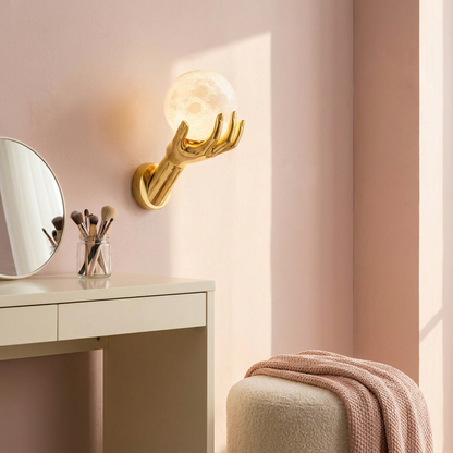 Halo Wall Sconce above a vanity table (props not included)