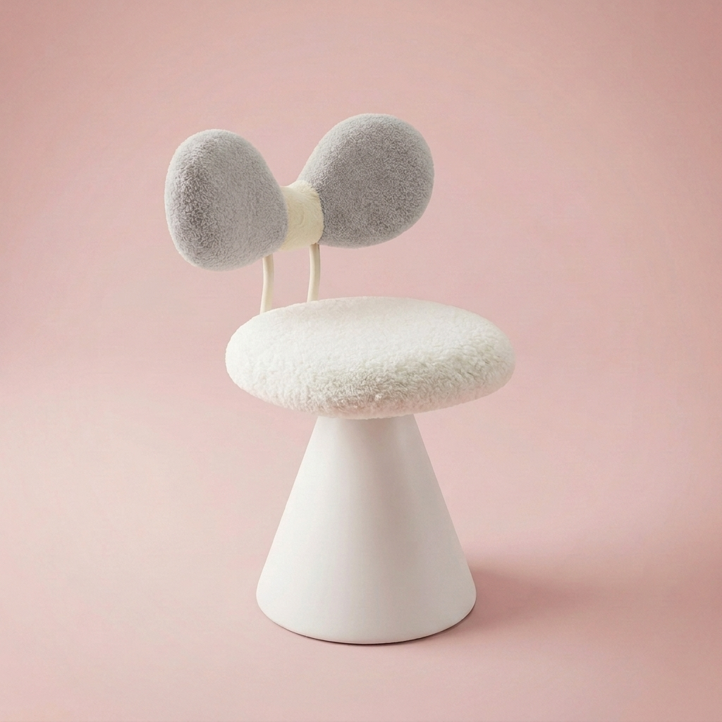 Lottie Bow Chair, grey lamb fleece