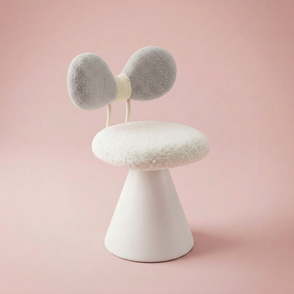 Lottie Bow Chair, grey lamb fleece