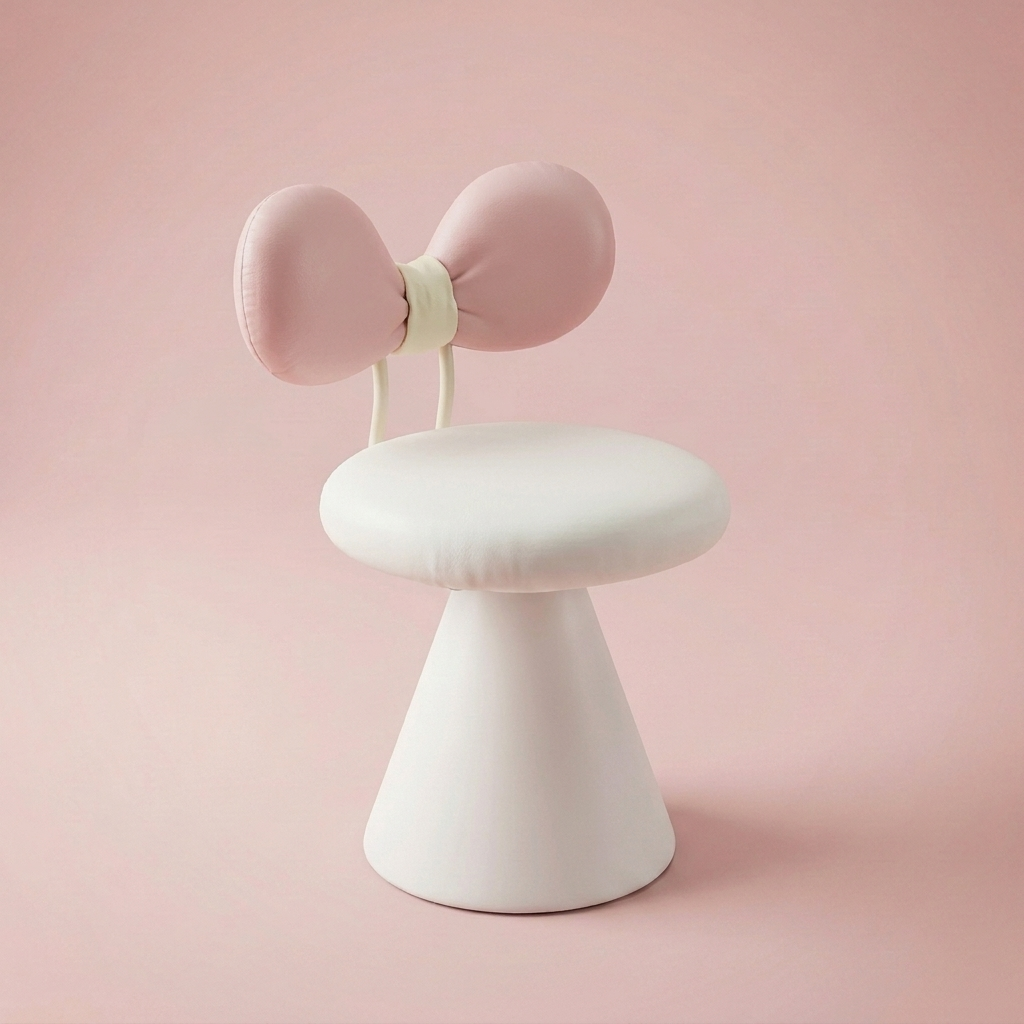 Lottie Bow Chair, pink faux leather