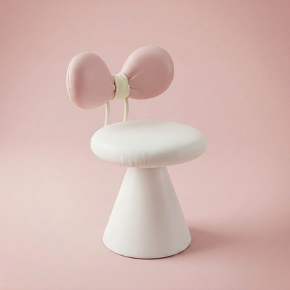 Lottie Bow Chair, pink faux leather
