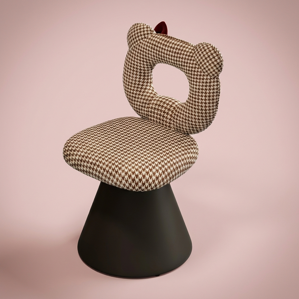 Maribel Vanity Chair, coffee houndstooth