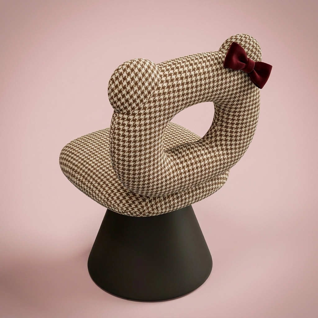 Maribel Vanity Chair, velvet bow on the back of the backrest