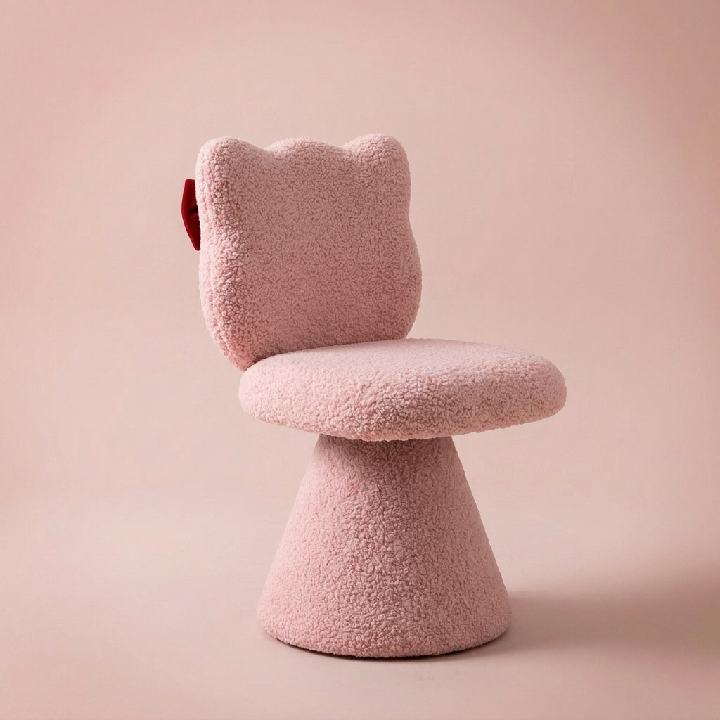 Maribel Vanity Chair, closed back pink lamb fleece
