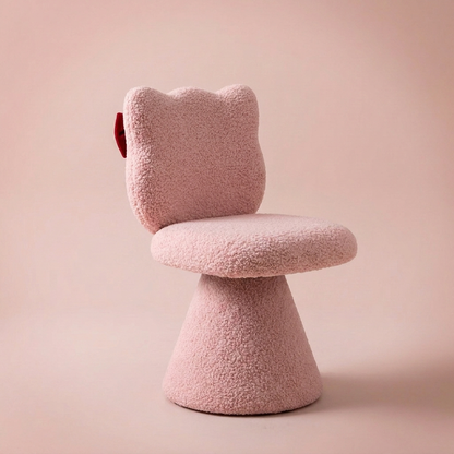 Maribel Vanity Chair, closed back pink lamb fleece