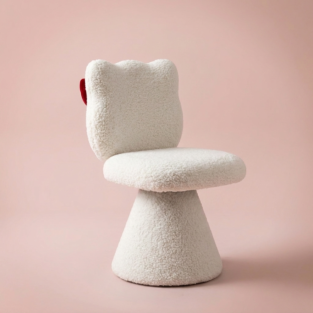 Maribel Vanity Chair, closed back white lamb fleece