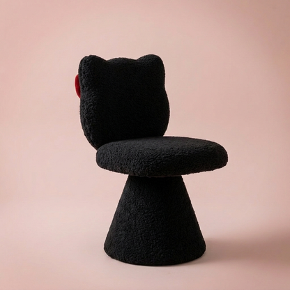 Maribel Vanity Chair, closed back black lamb fleece