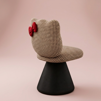 Maribel Vanity Chair, Closed Back Houndstooth seen from behind, bow on the backrest