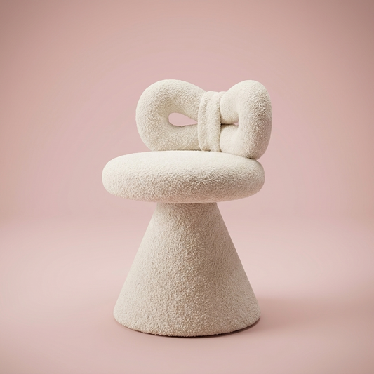 Petra Bow Vanity Stool, alabaster