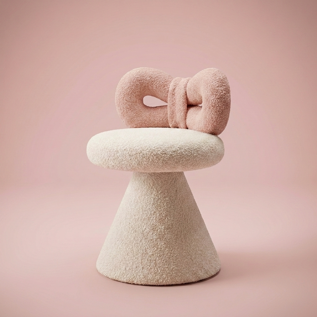 Petra Bow Vanity Stool, blush