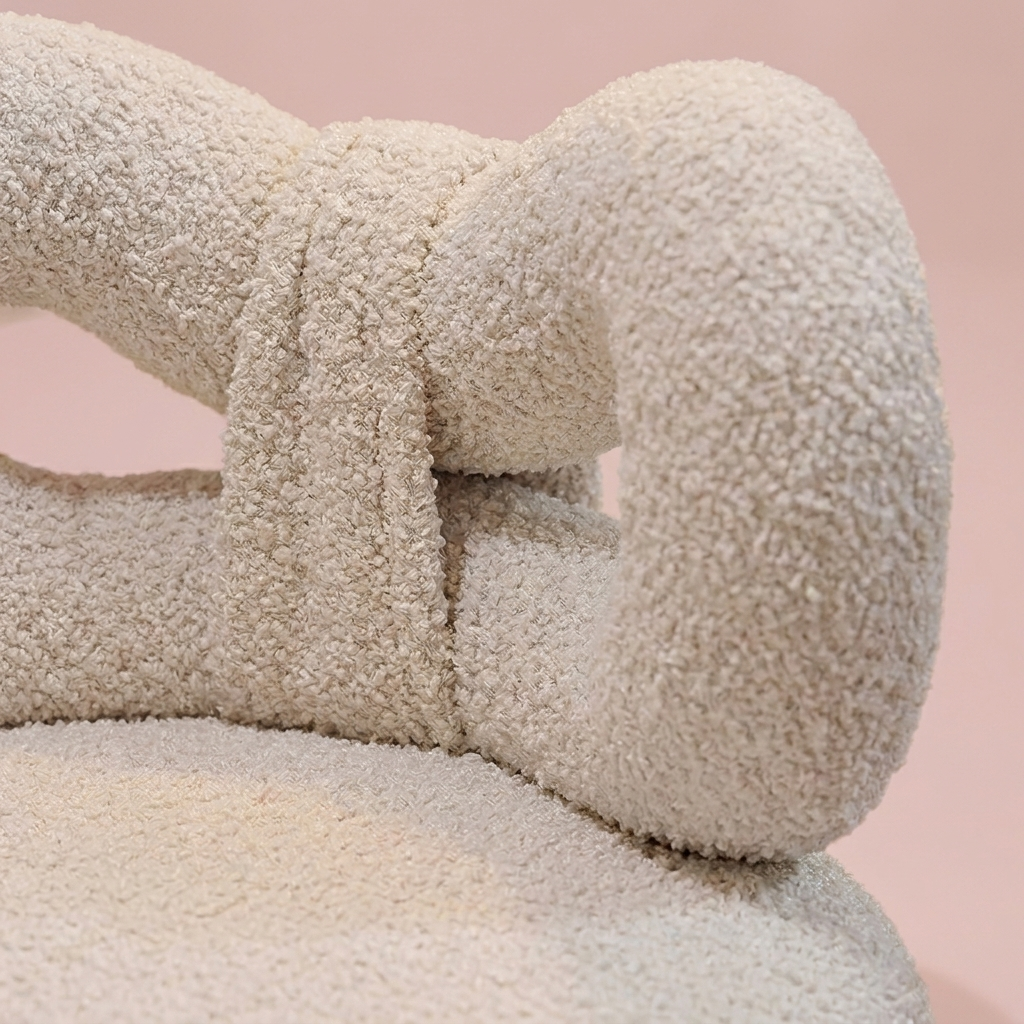 Petra Bow Vanity Stool, boucle bow detail