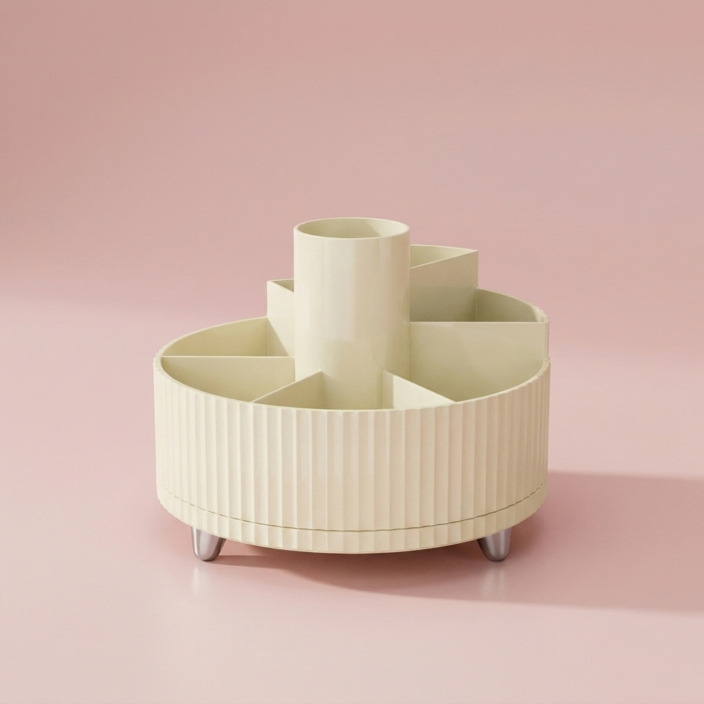 Romy Vanity Organizer, rotating caddy, cream white