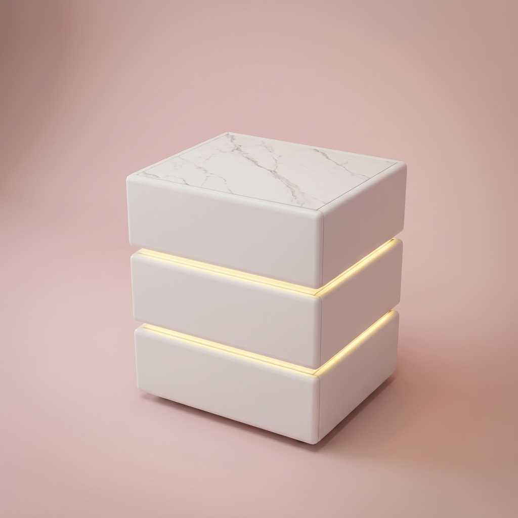 Rosalie Vanity Desk, lit side chest detail