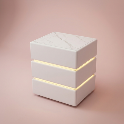 Rosalie Vanity Desk, lit side chest detail