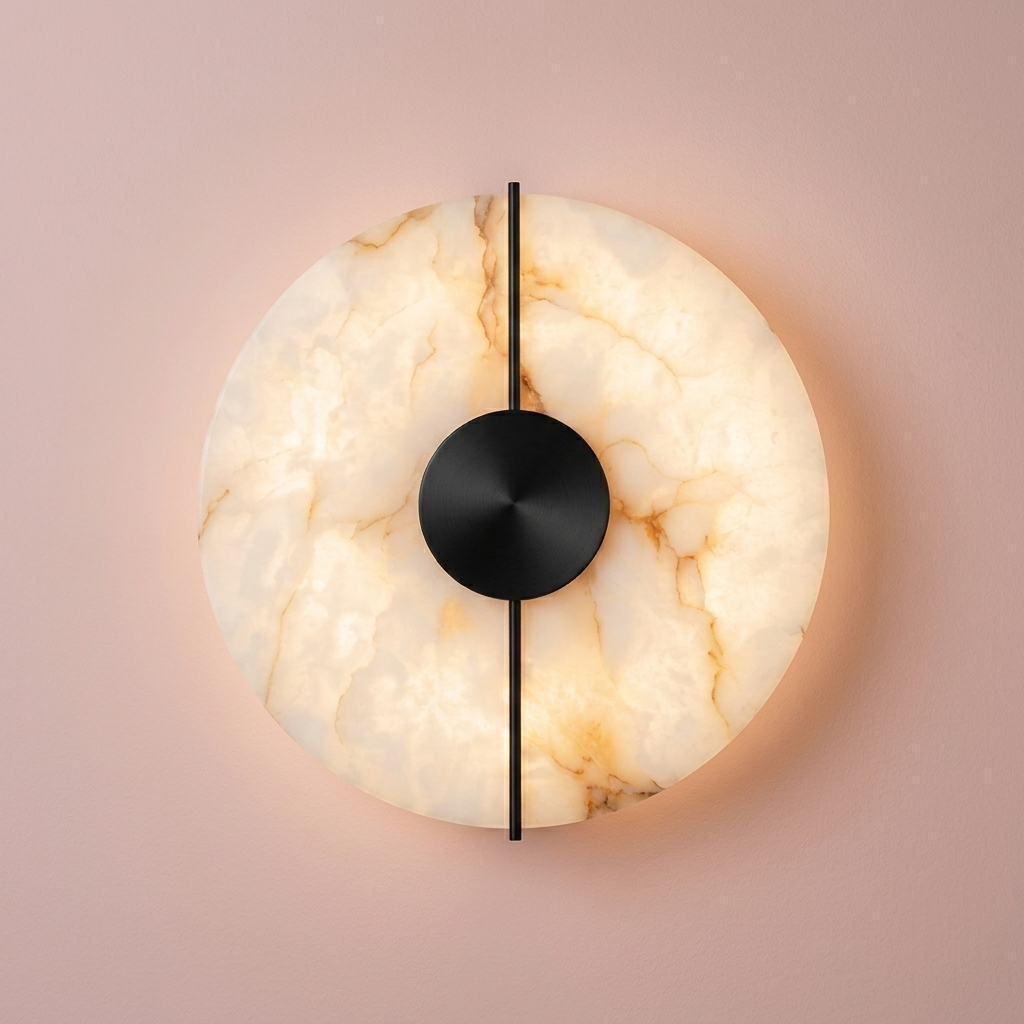 Selene Alabaster Sconce, Black