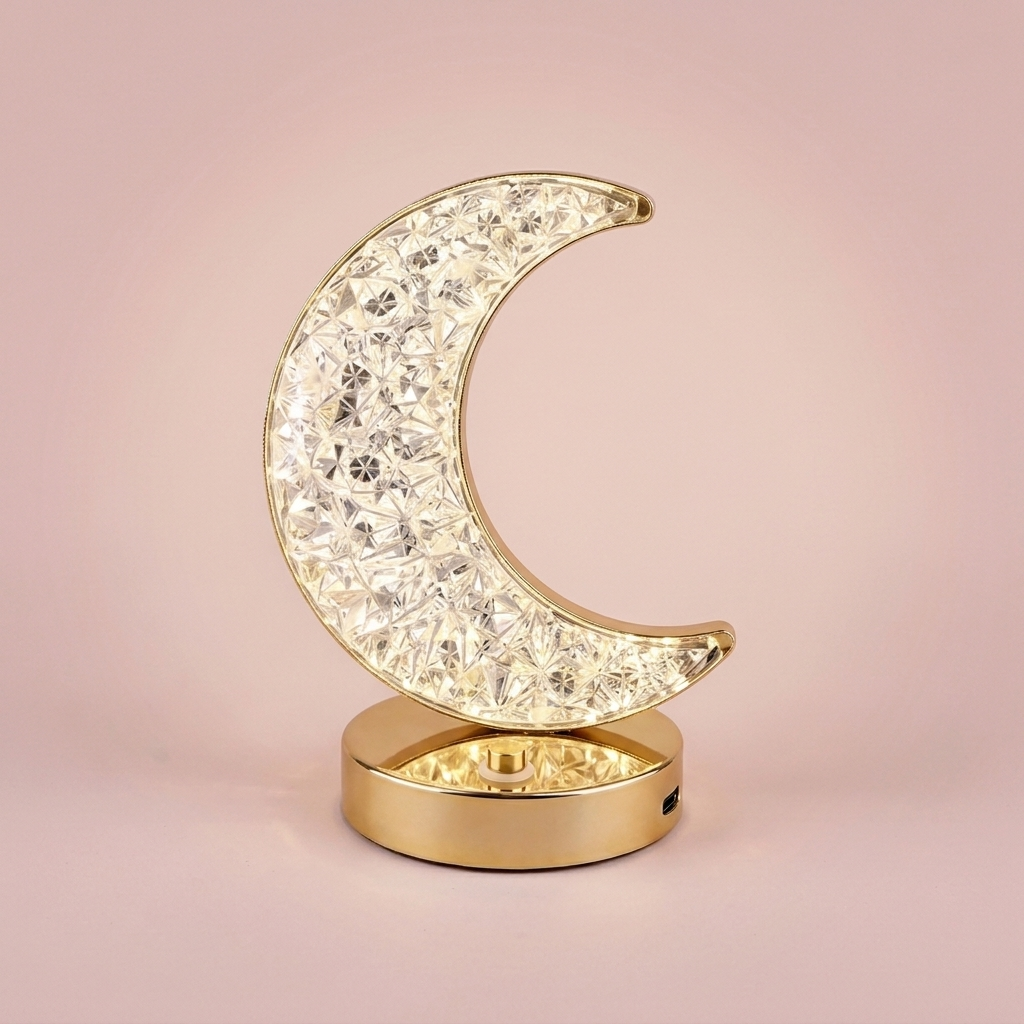 Stella Crystal Lamp, crescent moon
